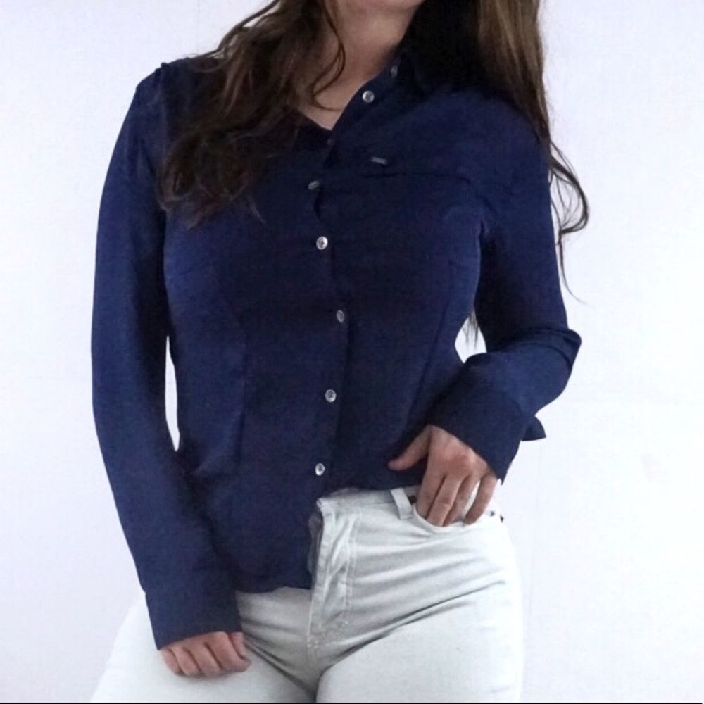 GUESS | Navy Sheer Blouse
